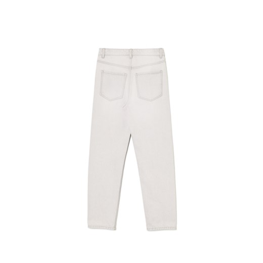 Cropp - Jasnoszare jeansy mom z efektem sprania - jasny szary Cropp 40 Cropp