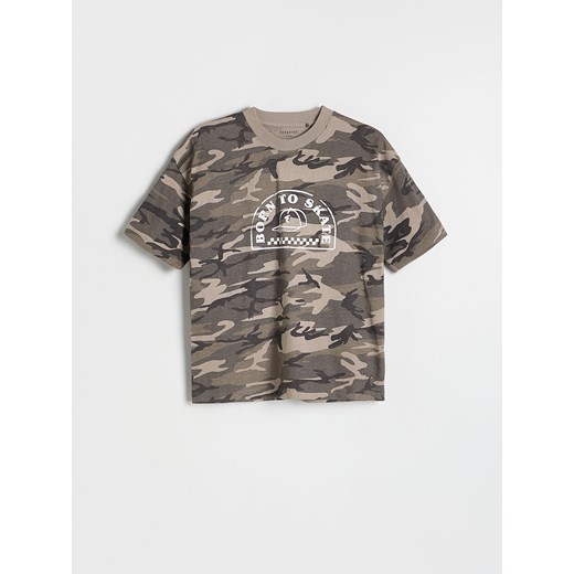 Reserved - Bawełniany t-shirt moro - jasny zielony ze sklepu Reserved w kategorii T-shirty chłopięce - zdjęcie 178792566