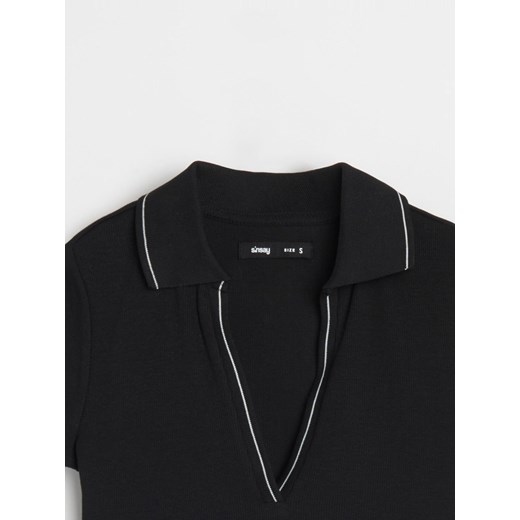 Sinsay - Bluzka z kołnierzykiem - czarny Sinsay XXS Sinsay