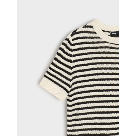 Sinsay - Sweter z krótkim rękawem w paski - wielobarwny Sinsay XL Sinsay