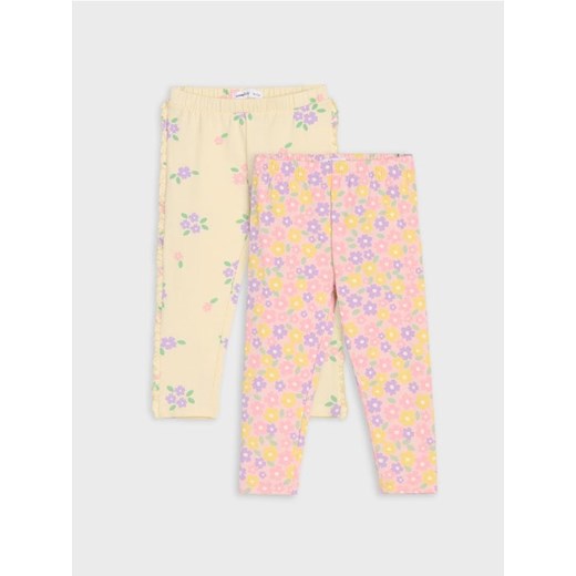 Sinsay - Legginsy z motywem w kwiaty 2 pack - kremowy ze sklepu Sinsay w kategorii Odzież dla niemowląt - zdjęcie 178801707