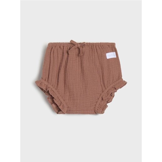 Sinsay - Szorty z muślinowej bawełny z ozobną kokardką - brązowy ze sklepu Sinsay w kategorii Majtki dziecięce - zdjęcie 178801859