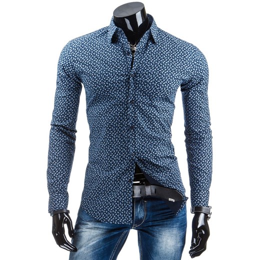 Koszula z długim rękawem (dx0772) - Granatowy dstreet niebieski bawełna