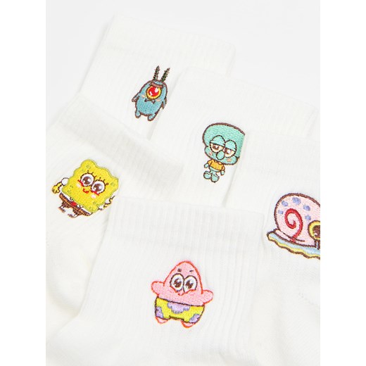 Cropp - 5 pack skarpet z haftem SpongeBob Squarepants - biały Cropp 39-41 Cropp