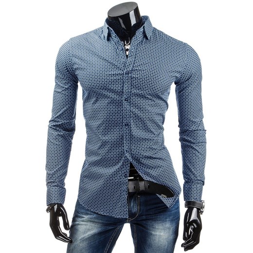 Koszula z długim rękawem (dx0763) - Niebieski dstreet niebieski bawełna