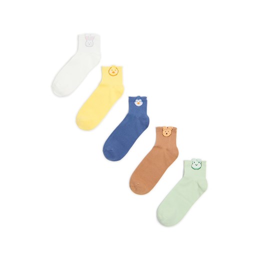 Cropp - 5 pack skarpet ze zwierzakami - wielobarwny ze sklepu Cropp w kategorii Skarpetki damskie - zdjęcie 178805336