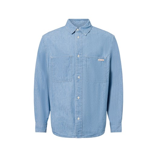 Calvin Klein Jeans Koszula męska Mężczyźni Regular Fit Bawełna bielony jednolity ze sklepu vangraaf w kategorii Koszule męskie - zdjęcie 178806796