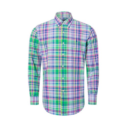 Polo Ralph Lauren Męska koszula casualowa - Custom Fit Mężczyźni Comfort Fit Bawełna trawiasty w kratkę ze sklepu vangraaf w kategorii Koszule męskie - zdjęcie 178806817