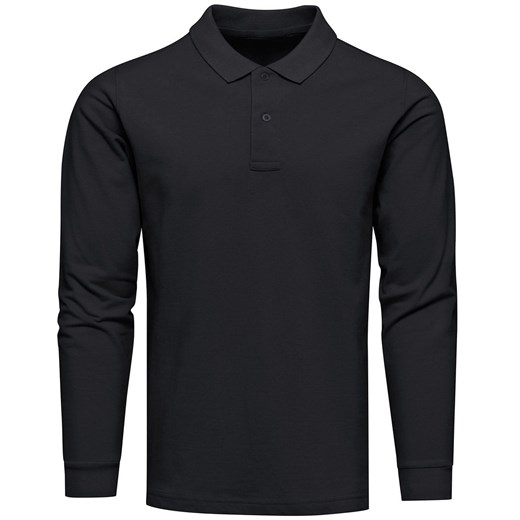 Longsleeve polo premium czarny Recea ze sklepu Recea.pl w kategorii T-shirty męskie - zdjęcie 178806839