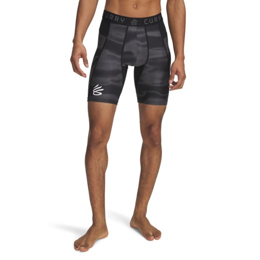 Męskie legginsy krótkie treningowe Under Armour UA Curry HG Prtd Shorts - czarne ze sklepu Sportstylestory.com w kategorii Spodnie męskie - zdjęcie 178810087