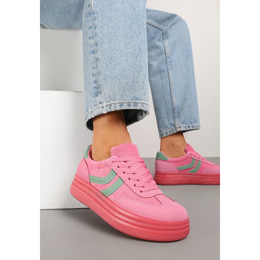 Fuksjowe Sneakersy Typu Kultowe Tenisówki na Niskiej Platformie Olritia ze sklepu renee.pl w kategorii Buty sportowe damskie - zdjęcie 178811115