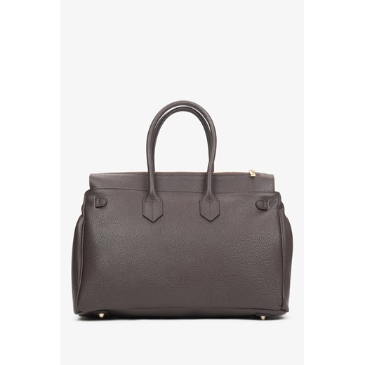 Estro: Ciemnobrązowa torebka-kuferek damska z włoskiej skóry naturalnej Premium Estro One Size Estro