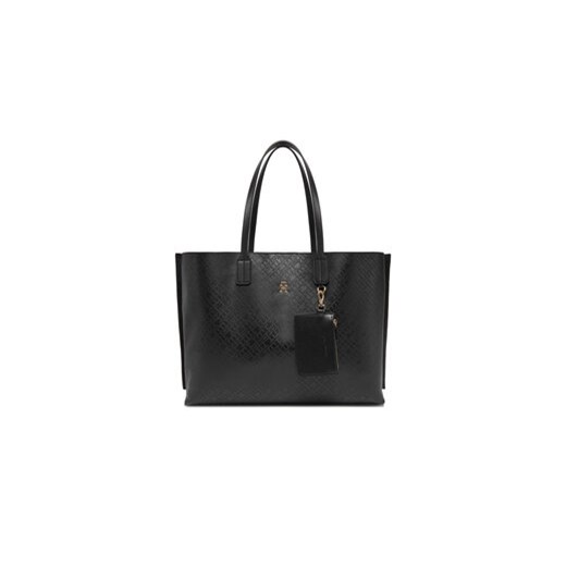 Tommy Hilfiger Torebka Th Distinct Tote Mono AW0AW17195 Czarny ze sklepu MODIVO w kategorii Torby Shopper bag - zdjęcie 178814546