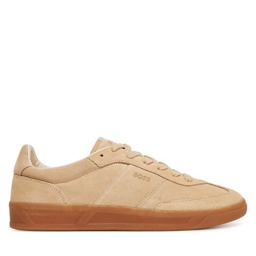 BOSS HUGO buty sportowe damskie sneakersy beżowe na płaskiej podeszwie 