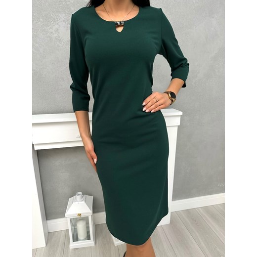 Sukienka Modnakiecka.pl zielona midi na spotkanie biznesowe 