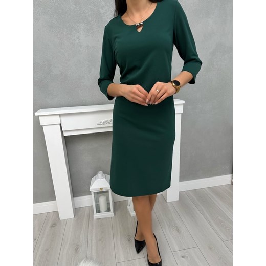 Sukienka Modnakiecka.pl midi zielona z długim rękawem 