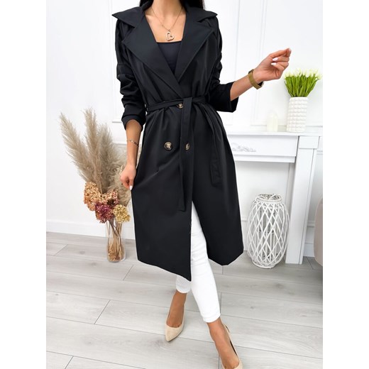 Czarny Trencz ze sklepu ModnaKiecka.pl w kategorii Płaszcze damskie - zdjęcie 178822148