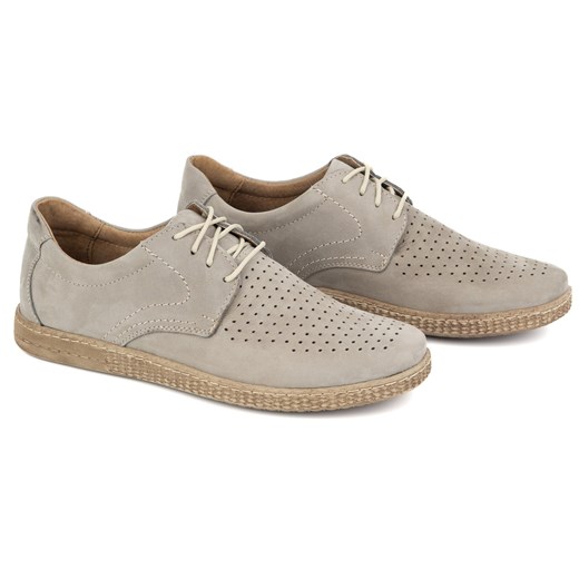 Buty męskie skórzane Casual 933/L/2 szare ze sklepu butyolivier w kategorii Półbuty męskie - zdjęcie 178823659