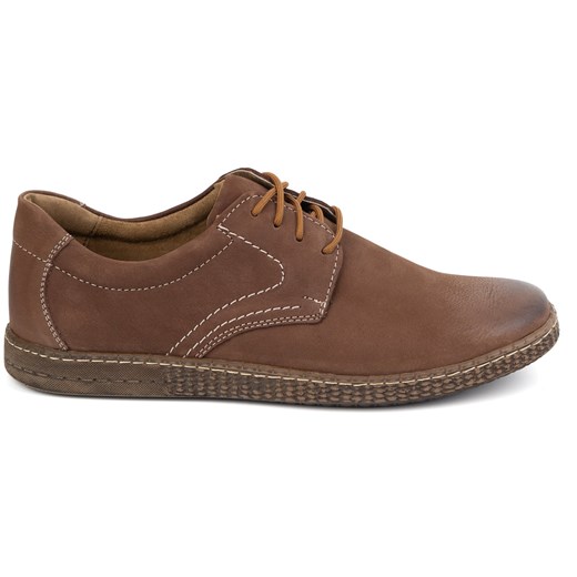 Buty męskie skórzane Casual 933/2 brązowe ze sklepu butyolivier w kategorii Półbuty męskie - zdjęcie 178823698