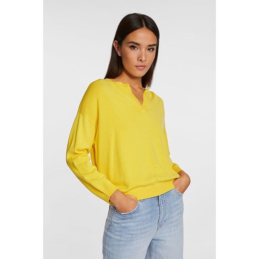 Sweter damski żółty Rich & Royal z okrągłym dekoltem