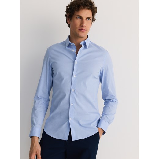 Reserved - Koszula slim fit w drobną kratkę - jasnoniebieski ze sklepu Reserved w kategorii Koszule męskie - zdjęcie 178826658