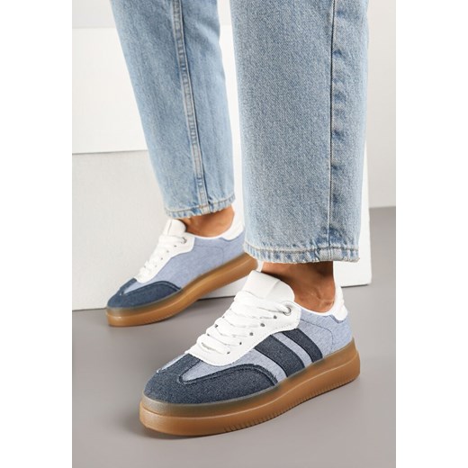 Niebiesko-Granatowe Sneakersy w Stylu Tenisówek z Paskami Falanisa ze sklepu born2be.pl w kategorii Buty sportowe damskie - zdjęcie 178827997