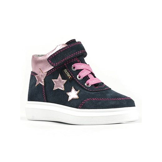 Richter Shoes Skórzane sneakersy &quot;Alessa&quot; w kolorze granatowo-jasnoróżowym ze sklepu Limango Polska w kategorii Buty zimowe dziecięce - zdjęcie 178852158