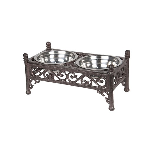 Clayre &amp; Eef Podstawka w kolorze brązowym z miskami dla zwierząt - 28 x 15 x 13 cm ze sklepu Limango Polska w kategorii Dla zwierząt - zdjęcie 178852485