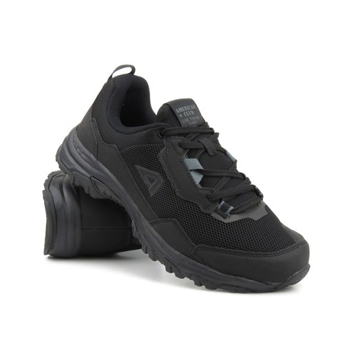 Klasyczne sneakersy męskie - AMERICAN CLUB WT138/23, czarne ze sklepu ulubioneobuwie w kategorii Buty trekkingowe męskie - zdjęcie 178861287