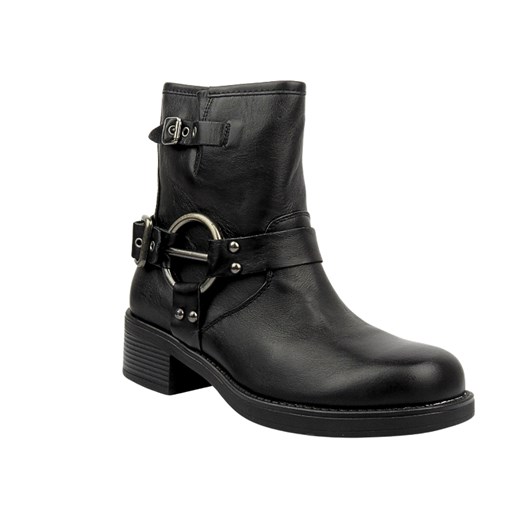 Botki Damskie Skórzane Venezia W014LEBLOBB008 Czarne Wsuwane ze sklepu ulubioneobuwie w kategorii Botki - zdjęcie 178863837