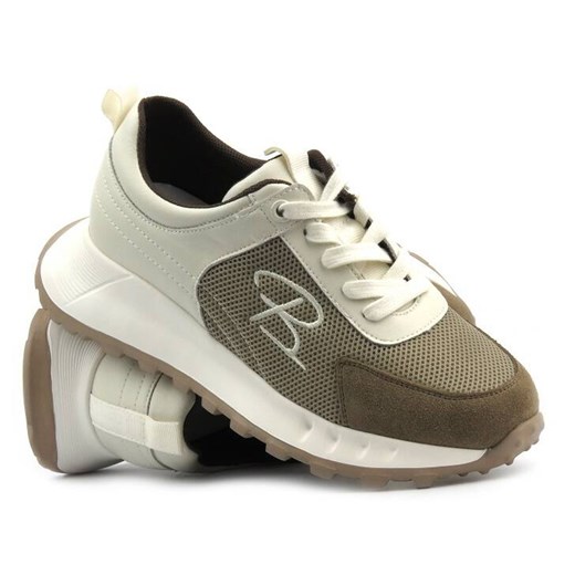 Sneakersy damskie sznurowane - Artiker 54C1468, biało- beżowe ze sklepu ulubioneobuwie w kategorii Buty sportowe damskie - zdjęcie 178864488