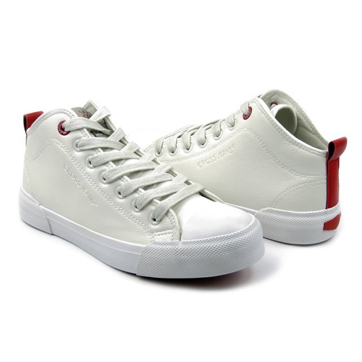 Trampki damskie za kostkę - CROSS JEANS II2R4033C, białe ze sklepu ulubioneobuwie w kategorii Trampki damskie - zdjęcie 178864807
