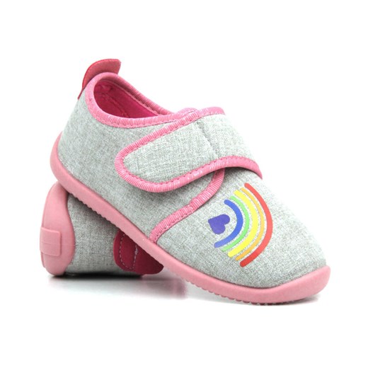 Miękkie kapcie, buty dziecięce z tęczą - BEFADO 902Y020, szare ze sklepu ulubioneobuwie w kategorii Kapcie dziecięce - zdjęcie 178865198