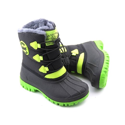 Śniegowce dziecięce ze ściągaczem - LEE COOPER LCJ-21-44-0519K, czarne z zielenią ze sklepu ulubioneobuwie w kategorii Buty zimowe dziecięce - zdjęcie 178870676