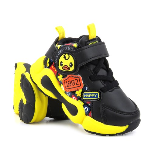 Sportowe buty dziecięce na grubej podeszwie - AMERICAN CLUB BD 17/21 czarno-źółte ze sklepu ulubioneobuwie w kategorii Buty sportowe dziecięce - zdjęcie 178871876