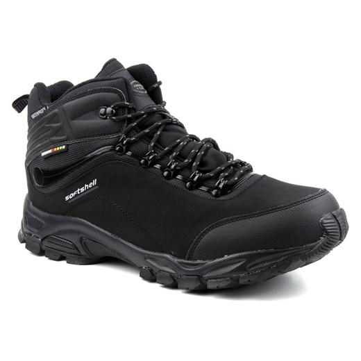Wysokie trekkingi męskie z tkaniną SoftShell - AMERICAN CLUB WT53/23, czarne American Club 47 wyprzedaż ulubioneobuwie