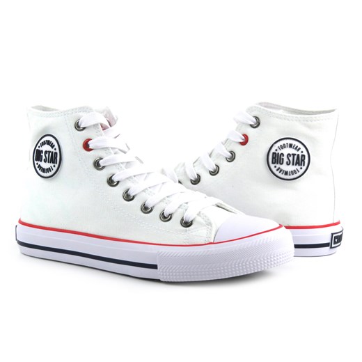 Wysokie trampki damskie - Big Star TT274026, białe ze sklepu ulubioneobuwie w kategorii Trampki damskie - zdjęcie 178872699