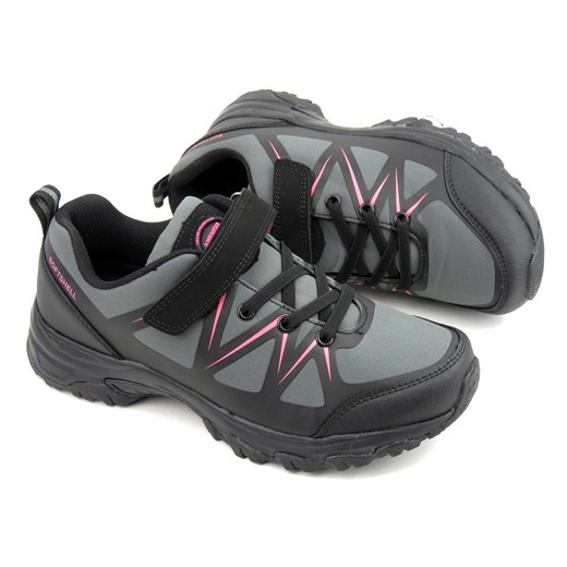 Trekkingi damskie / młodzieżowe - AMERICAN CLUB Soft Shell WT93/22, szare ze sklepu ulubioneobuwie w kategorii Buty trekkingowe damskie - zdjęcie 178872745