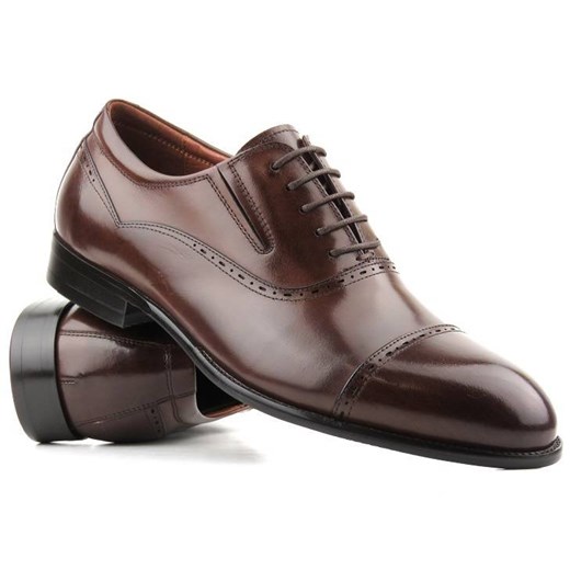 Eleganckie półbuty męskie, brogsy, oksfordy Brooman T83-294-AB44, brązowe ze sklepu ulubioneobuwie w kategorii Buty eleganckie męskie - zdjęcie 178873627