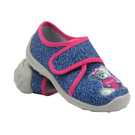 Miękkie kapcie, buty dziecięce z tęczą - BEFADO 660X049, granatowe ze sklepu ulubioneobuwie w kategorii Kapcie dziecięce - zdjęcie 178873969