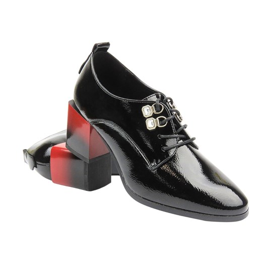 Eleganckie buty damskie na obcasie - Potocki 24-12304, czarne ze sklepu ulubioneobuwie w kategorii Półbuty damskie - zdjęcie 178874019