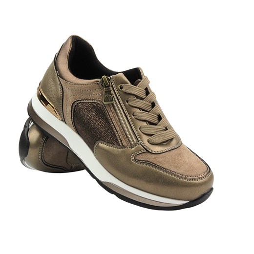 Wygodne sneakersy damskie ze skóry ekologicznej INBLU IN-390, brązowe Inblu 39 okazyjna cena ulubioneobuwie