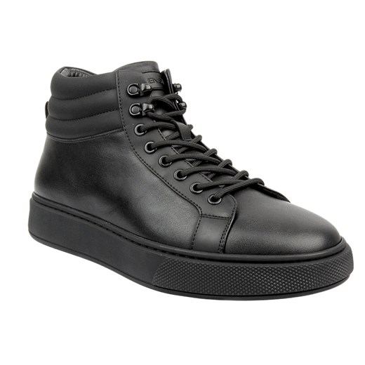 Skórzane Sneakersy Męskie - VENEZIA D13B1R218-1 Czarne Na Zamek ze sklepu ulubioneobuwie w kategorii Buty sportowe męskie - zdjęcie 178875126