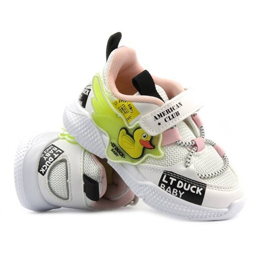 Buty dziecięce sportowe - American Club BD 21/22, biało-różowe ze sklepu ulubioneobuwie w kategorii Buty sportowe dziecięce - zdjęcie 178875159