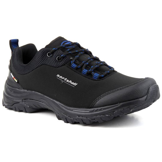 Trekkingi męskie z softshell - AMERICAN CLUB WT47/21(22), czarno-niebieskie ze sklepu ulubioneobuwie w kategorii Buty trekkingowe męskie - zdjęcie 178875879