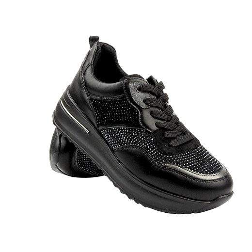 Sneakersy damskie z kryształkami- INBLU IN-397, czarne ze sklepu ulubioneobuwie w kategorii Buty sportowe damskie - zdjęcie 178876626