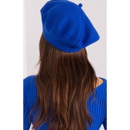 Beret damski kobaltowy AT-CZ-231305.85P, Kolor kobaltowy-wzór, Rozmiar uniwersalny, WOOL FASHION ITALIA ze sklepu Primodo w kategorii Czapki zimowe damskie - zdjęcie 178878865