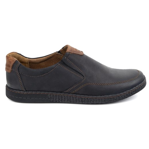 KOMODO Buty męskie skórzane Casual 854/2 czarne ze sklepu ButyModne.pl w kategorii Mokasyny męskie - zdjęcie 178880936