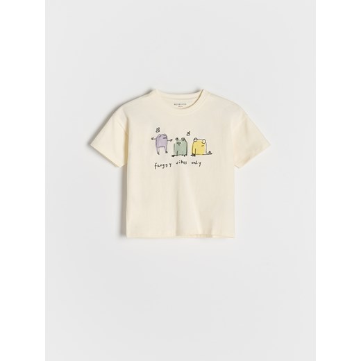 Reserved - Bawełniany t-shirt 3 pack - złamana biel Reserved 110 (4-5 lat) Reserved