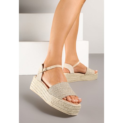 Renee espadryle damskie na koturnie z klamrą 